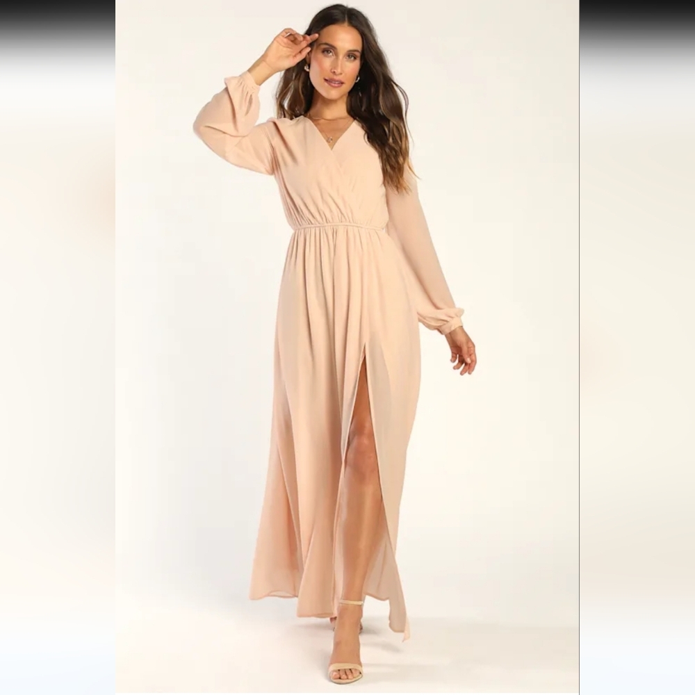 Lulu's Wondrous Water Lilies Blush Pink Maxi Dress Womens Size XL - Picture 4 of 16